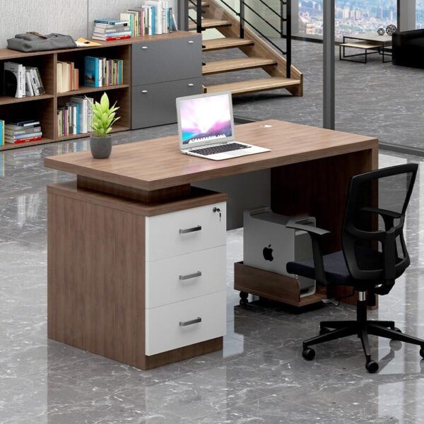 Bàn Làm Việc Gỗ Kèm Hộc Tủ-BNV08