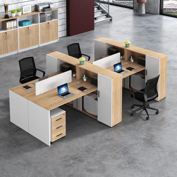 Cụm Bàn Nhóm 4 Kèm Tủ-CBNV21